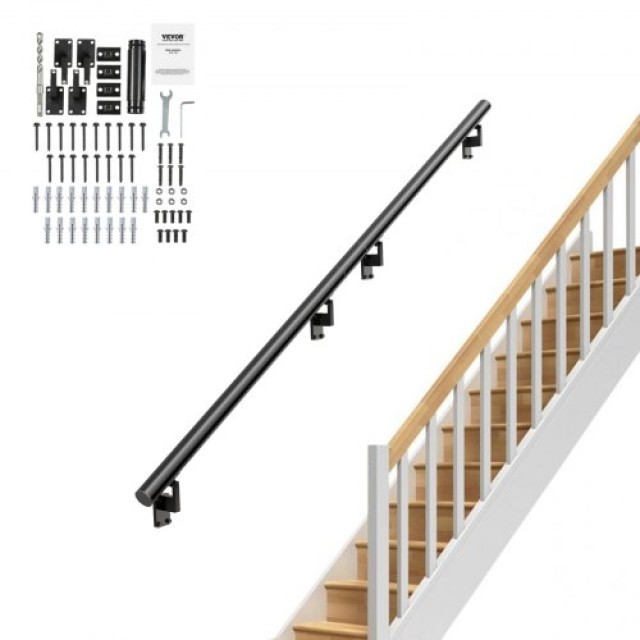 Κουπαστή Σκάλας VEVOR, 12 ft, Εσωτερική/Εξωτερική, Αλουμίνιο, 440 lbs, με Κιτ Εγκατάστασης  SNLZYX12FT5CM7RZ1V0