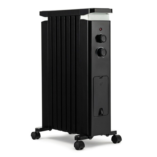 Costway  Αθόρυβη και Ασφαλής Θερμάστρα Λαδιού 1500W με Ρυθμιζόμενο Θερμοστάτη και Υγραντήρα ES10202DE-BK