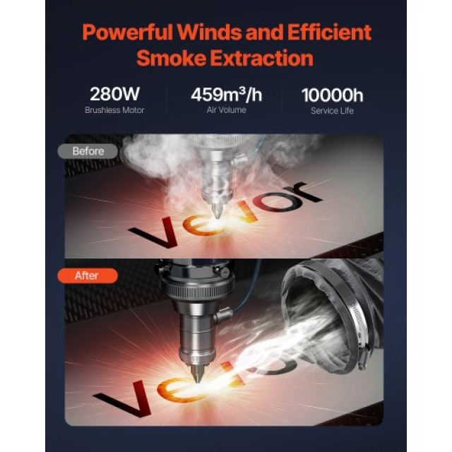 VEVOR Εξαγωγέας Καπνού 459 m³/h 280W με 10 Επίπεδα Ταχύτητας PYJQDDY450LFT0DSYV2