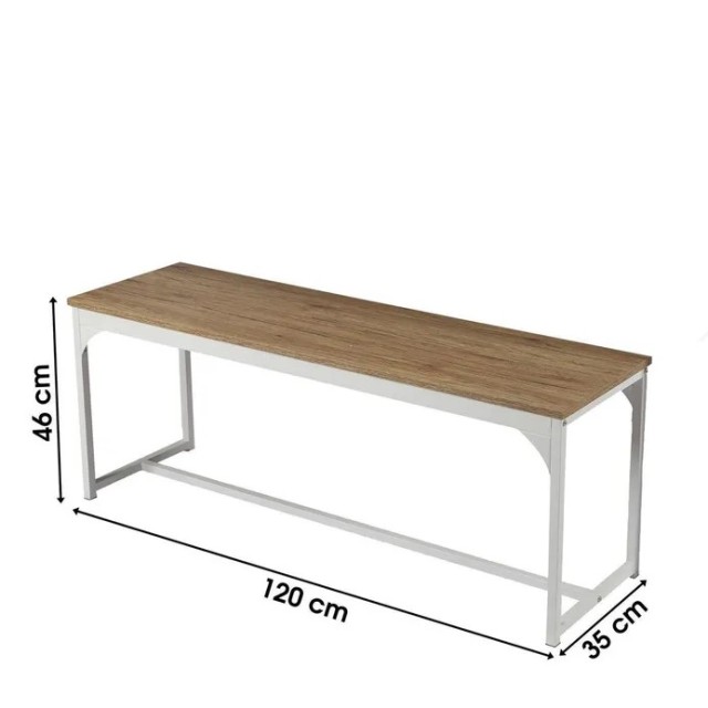 Ξύλινος Πάγκος με Λευκή Μεταλλική Βάση 120x35x46 cm Urban Living 151248