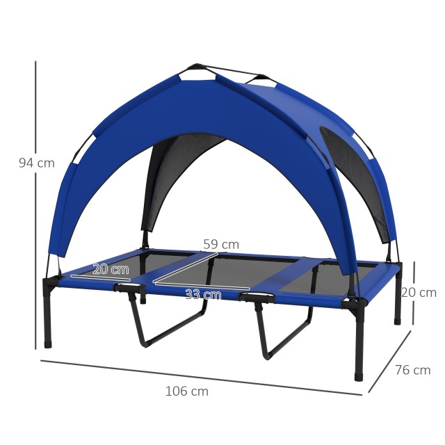 PawHut Large Dog Kennel με Προστατευτική Οροφή, από Ατσάλι και Πολυεστέρα, 106x76x94 cm, Σκούρο Μπλε D04-272V03DB