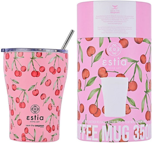 ESTIA Θερμική Κούπα Καφέ 350ml Save the Aegean  Κερασί/Ροζ 01-16876