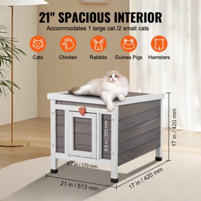 Ξύλινο Σπίτι Γάτας VEVOR με Στέγη & Πόρτες PVC  XJSMZMBHSDCSJURR1V0