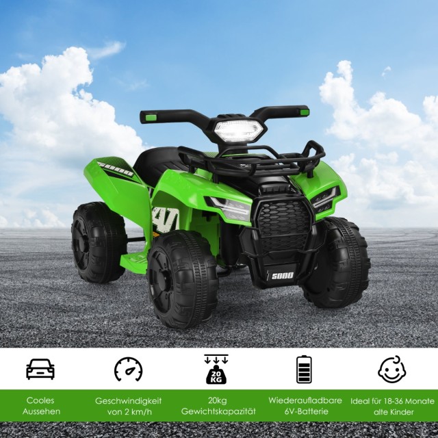 Costway  Παιδικό Ηλεκτρικό ATV με LED Φώτα, Μουσική & MP3 για Αγόρια και Κορίτσια (18-36 μηνών) TQ10019DE-GN