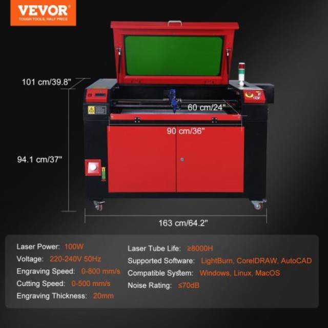 VEVOR 100W CO2 Laser Χαράκτης 600x900 mm  YTSDKJOCCO2909XX2V2