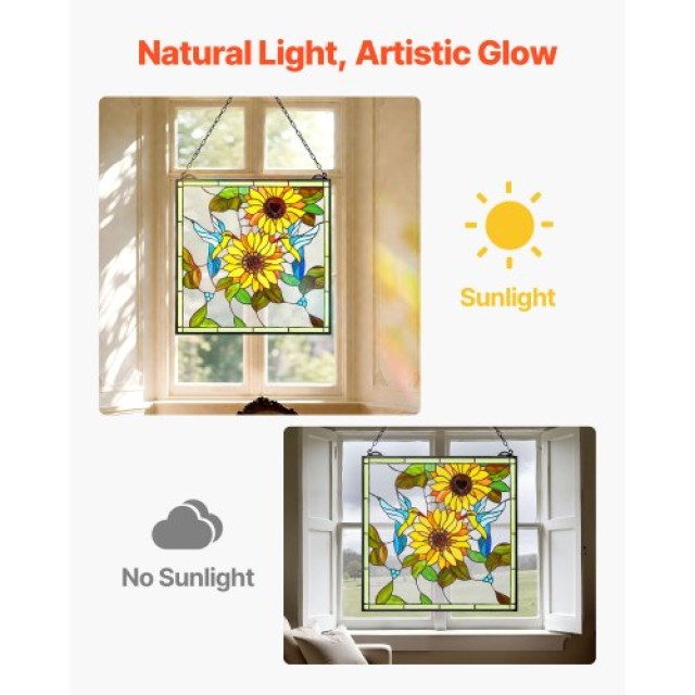 VEVOR Βιτρώ Κρεμαστό Παράθυρο Tiffany 20x20 Ίντσες με Αλυσίδα ZXFXC... VEVOR Βιτρώ Κρεμαστό Παράθυρο Tiffany 20x20 Ίντσες με Αλυσίδα ZXFXC...