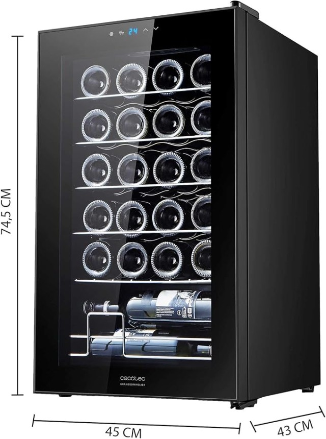 CECOTEC  Συντηρητής Κρασιών GrandSommelier 2450 Black Compressor, 24 Φιάλες, Σύστημα Συμπιεστή, Θερμοκρασία 5-18ºC  CEC-00124