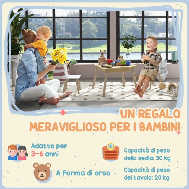 AIYAPLAY Σετ Τραπέζι 3 σε 1 και 2 Καρέκλες για Παιδιά με Πλάτη Αρκο...
