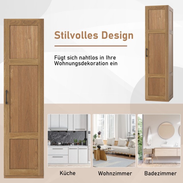 Costway Υψηλή Ελεύθερη Ξύλινη Ντουλάπα 150 cm με 4 Ράφια και Πόρτα ... Costway Υψηλή Ελεύθερη Ξύλινη Ντουλάπα 150 cm με 4 Ράφια και Πόρτα ...