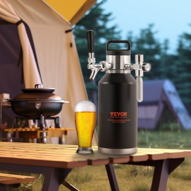 Σύστημα Βρύσης Μπύρας VEVOR, 64Oz 1.89L Μίνι Κεγ, Ανοξείδωτο Ατσάλι 304, Ρυθμιστής CO2, Οθόνη Πίεσης  MNPJTHSYS64OZLGCLV0