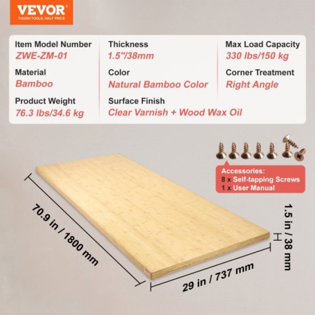 Επιφάνεια Γραφείου Bamboo VEVOR 70.9 x 29 x 1.5  GZTZMSMB7230GBMW8V0