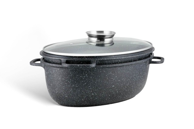 Edenberg Σκεύος Roaster 3 σε 1 με Καπάκι 8 lt και Μαρμάρινη Επιστρώ...