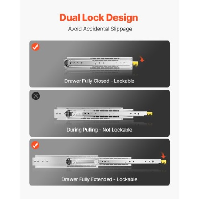 VEVOR Σετ Συρόμενων Οδηγών με Απαλή Κλείσιμο και Πλήρη Επέκταση ZXC...