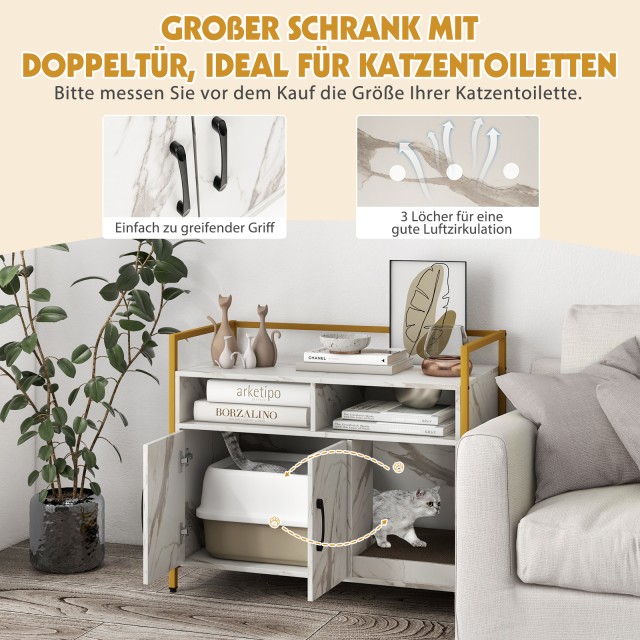 Costway Ντουλάπι Γάτας με Διπλές Πόρτες & Επιφάνεια Ξυσίματος, Λευκ...