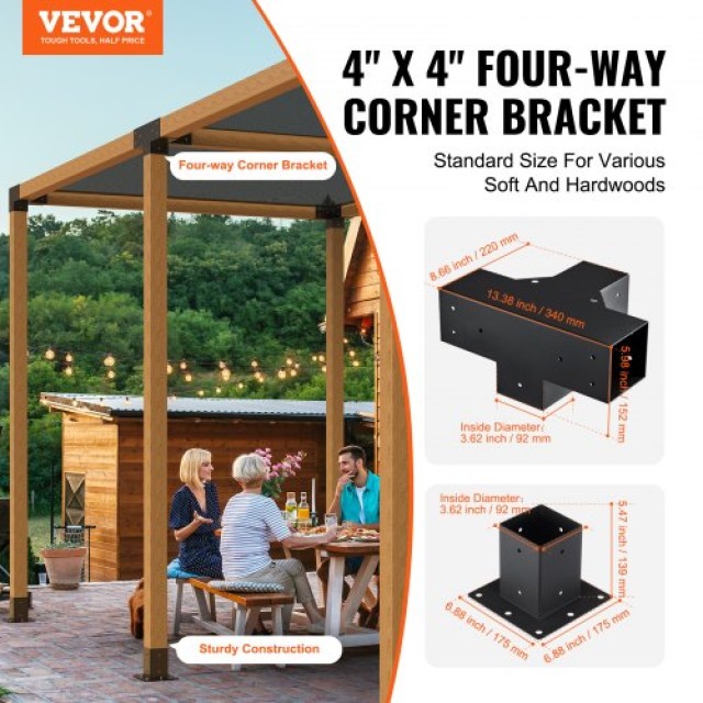 Σετ Βαρέων Βάσεων VEVOR για Πέργκολα 101.6x101.6mm, 4τμχ  LPJJTZST4PCSWTCWAV0