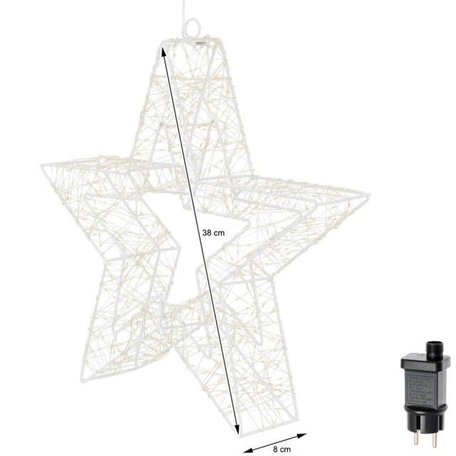 BAKAJI Στέλλα Φωτεινή Χριστουγεννιάτικη 3D LED με Θερμό Φως Πλάτος ...
