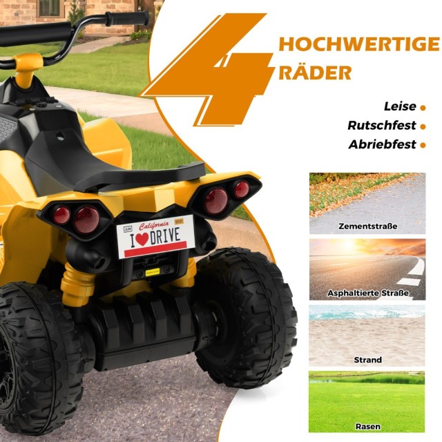Costway  Παιδικό Quad Ηλεκτρικό Όχημα 4-8 Ετών με Ρεαλιστικό Σχεδιασμό και Διασκεδαστικές Λειτουργίες TQ10122DE-YW