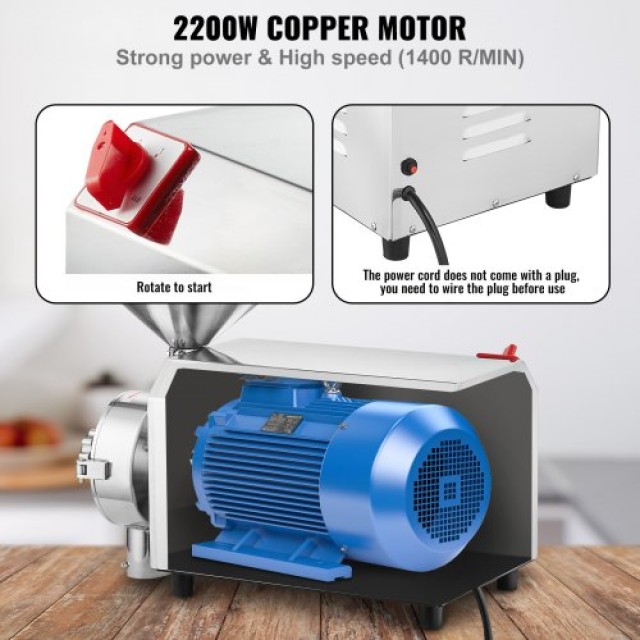 VEVOR  Μύλος Άλεσης Δημητριακών 2200W Μηχανή Επεξεργασίας Τροφίμων ...