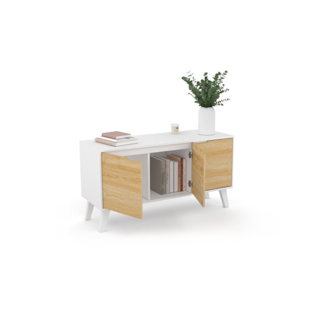 Ξύλινος Μπουφές Vigo με 3 Πόρτες 113 x 40 x 60 cm Λευκό & Ξύλο  301...