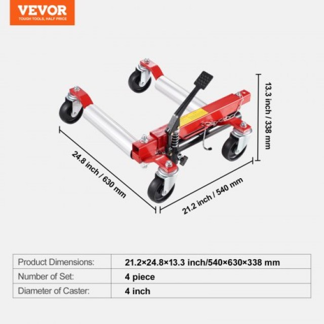 VEVOR  Σετ 4 Ανυψωτικά Οχημάτων 1500Lbs για Μετακίνηση Τροχών ZHSKU00000000000102