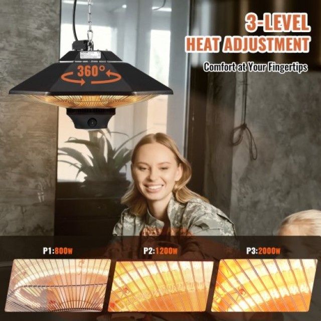 VEVOR Κρεμαστός Θερμαντήρας Βεράντας 2000W με Τηλεχειριστήριο  HWXJ...