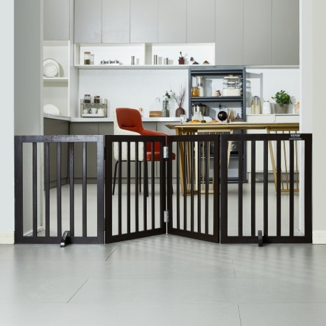 VEVOR  Πτυσσόμενη Καφέ Ελεύθερη Πόρτα Κατοικίδιων 24x80.3 ίντσες KZ...