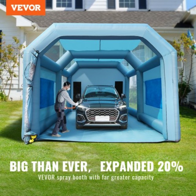 Φουσκωτή Καμπίνα Βαφής Αυτοκινήτου VEVOR 28x16x11ft με Φίλτρο & 2 Φυσητήρες  CQSPQFLSS2816PT98V2