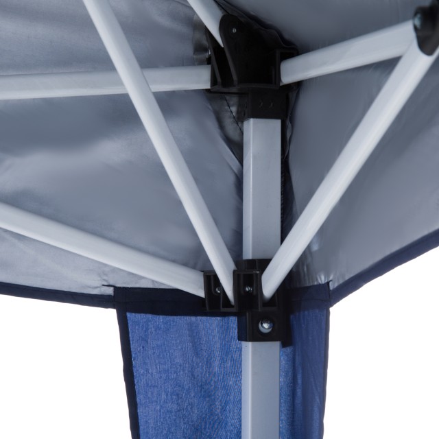 Outsunny Folding Garden Gazebo 2,4x2,4m με Ατσάλινο Κατασκευή και Αντιανεμικά Σχοινιά, Μπλε 840-159BU
