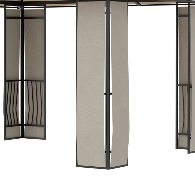 Outsunny Garden Gazebo 3,65x3m με στέγη από πολυανθρακικό 2 επιπέδων, ατσάλι και αλουμίνιο, καφέ 84C-309