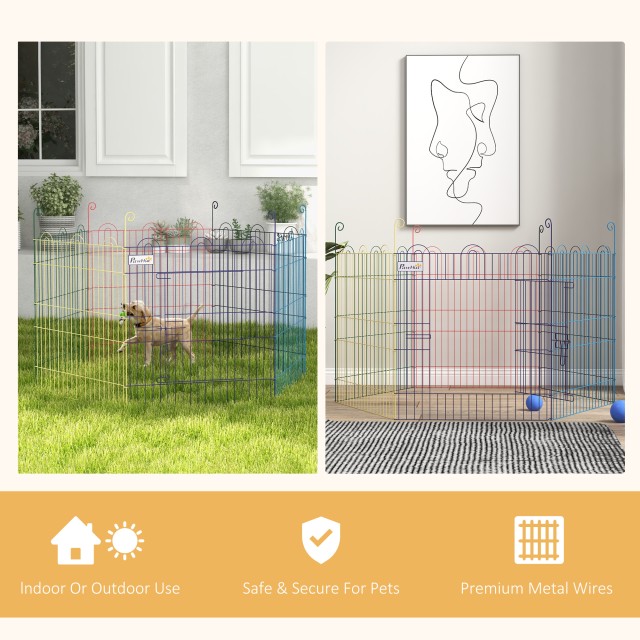 PawHut 6-Panel Metal Dog Gate με κούμπωμα, Ø120x60 cm, Πολύχρωμο D06-073V01MX