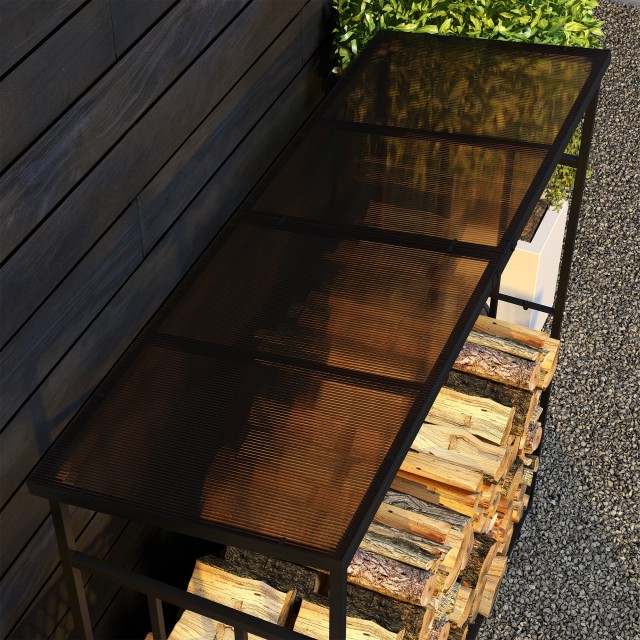 Outsunny Outdoor Metal Woodshed with Polycarbonate Roof, 2100kg Χωρητικότητα, 185x67x185, Μαύρο 842-316V00BK
