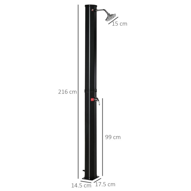 Outsunny Outsunny Outdoor Solar Θερμαινόμενο Ντους 55° με δοχείο και μίξερ 35 λίτρων, μαύρο A20-240