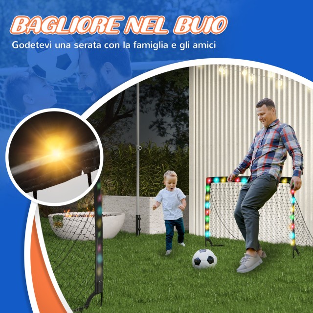 SPORTNOW Σετ 2 γκολ ποδοσφαίρου για παιδιά από 6 ετών με φώτα LED, αναδιπλούμενο με τσάντα μεταφοράς 341-048V00BK