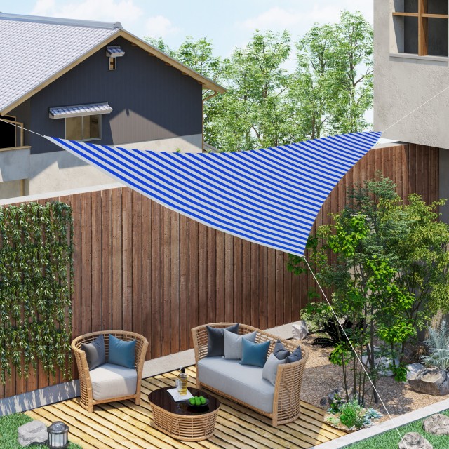 Outsunny Sun Awning Sail Shading Triangular 5x5x5m Anti-UV and Breathable σε HDPE, Λευκό και Μπλε 840-231BU