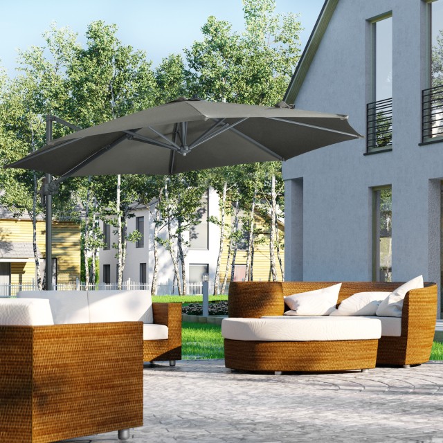 Ομπρέλα Outsunny Garden Offset με ρυθμιζόμενη γωνία και περιστροφή ...