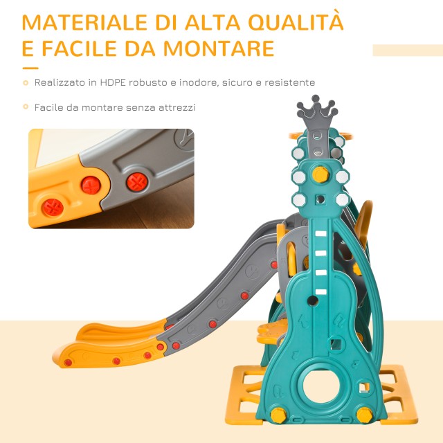 HOMCOM 18 Months-3 Years Baby Slide με ρυθμιζόμενη κούνια και καλάθ...