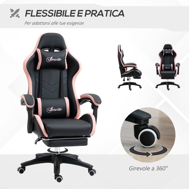 Καρέκλα Gaming  με Ρυθμιζόμενο Ύψος και Ανακλινόμενη Πλάτη- 65x65x1...