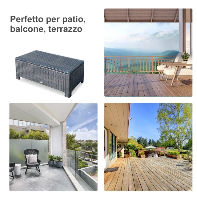 Τραπεζάκι Outsunny Outdoor Garden 5mm από σκληρυμένο γυαλί τοπ σε μπαστούνι, καφέ, 85x50x39cm 01-0721