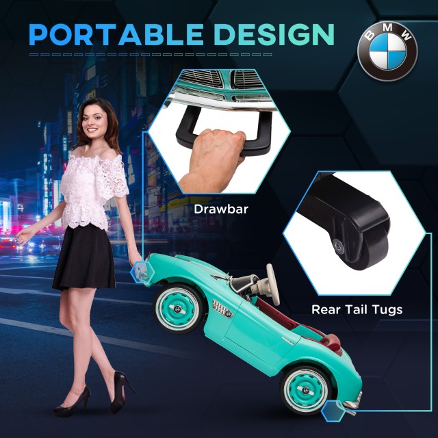 HOMCOM Electric Ride-On Toy Car για Παιδιά με 2 Πόρτες με άδεια BMW 507, με κόρνα και τηλεχειριστήριο, 115x55x47 cm, πράσινο 370-305V90GN