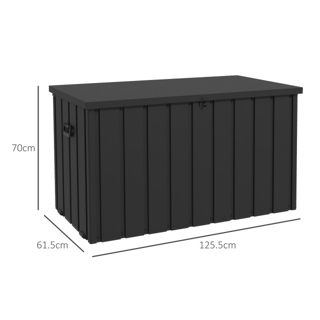 Πάγκος αποθήκευσης Outsunny 450L με 2 τροχούς και λαβές, σε ατσάλι και PP, 125,5x61,5x70 cm, Σκούρο Γκρι 84G-326V00BK