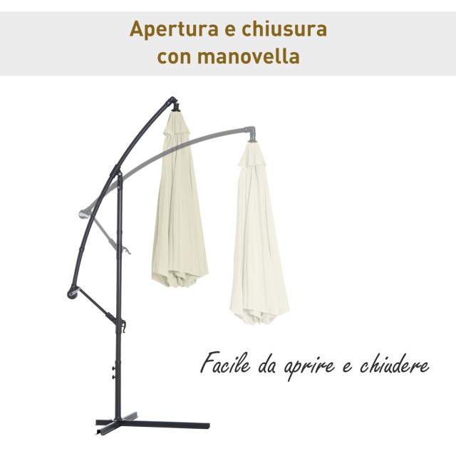 Outsunny Parasol Decentralized Garden Umbrella Beach Iron 3M, Μπεζ 01-0218