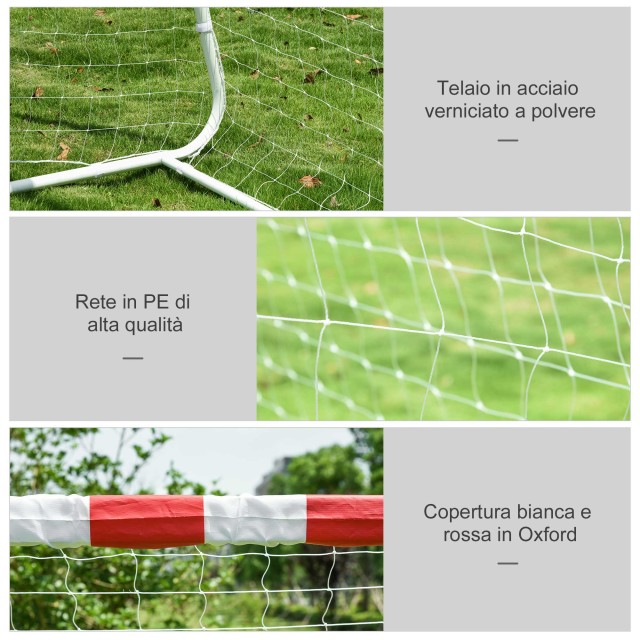 HOMCOM Football and Soccer Goal σε PE Plastic για ενήλικες και παιδιά, 302x83x201cm Λευκό A62-029