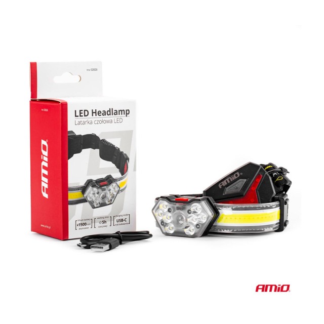Επαναφορτιζόμενος Φακός Κεφαλής LED COB LH04 AMiO 02826 Επαναφορτιζόμενος Φακός Κεφαλής LED COB LH04 AMiO 02826