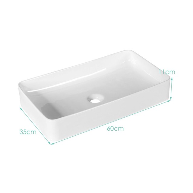 Επικαθήμενος Νιπτήρας Κεραμικός 60 x 35 x 11 cm Costway BA7540