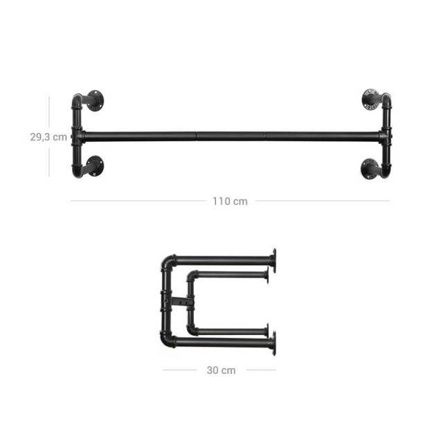 Επιτοίχια Μεταλλική Ράγα Ρούχων 110 x 30 x 29.3 cm Songmics HSR64BK