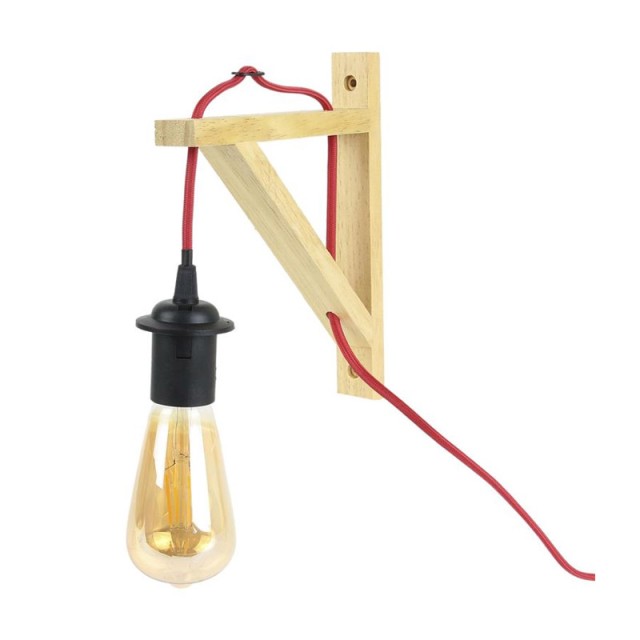 Επιτοίχια Λάμπα με Ξύλινη Βάση E27 10 W Home Deco Factory LA12086