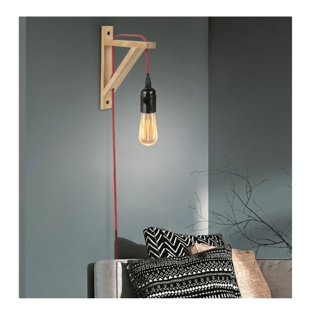 Επιτοίχια Λάμπα με Ξύλινη Βάση E27 10 W Home Deco Factory LA12086