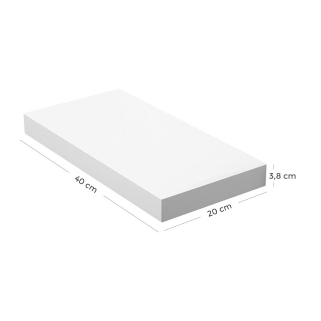Επιτοίχιο Ξύλινο Ράφι 40 x 20 x 3.8 Χρώματος Λευκό VASAGLE LWS24WT