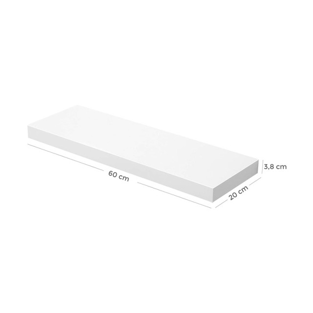 Επιτοίχιο Ξύλινο Ράφι 60 x 20 x 3.8 cm Χρώματος Λευκό VASAGLE LWS26WT