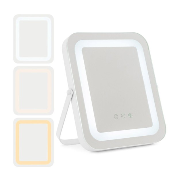 Tisch-Schminkspiegel mit LED-Beleuchtung 25 x 3 x 30 cm Costway HU10614DE-WH